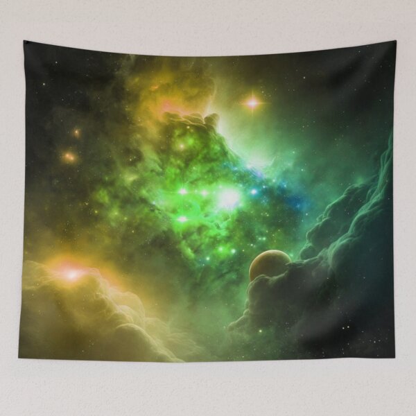 Item preview, Gold and Green Stars in Space designed and sold by Healio2.