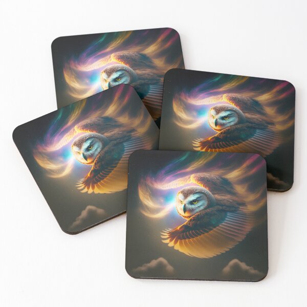 Artikelvorschau, Eule fliegt im Weltraum – The Cosmic Owl – Aus der Serie Spirit Animals entworfen und verkauft von AdamesArtStudio.