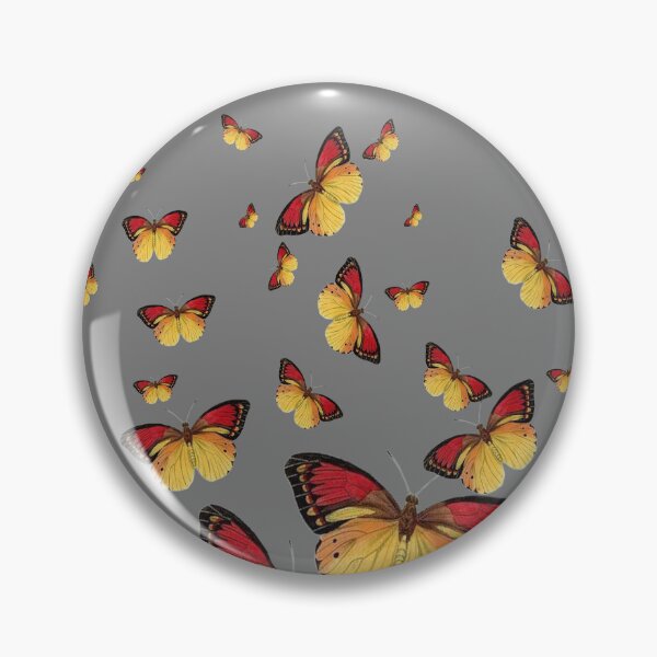 Item preview, RED-YELLOW BUTTERFLY PATTERNS GREY ART designed and sold by sharlesart.