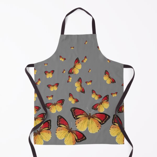 Item preview, RED-YELLOW BUTTERFLY PATTERNS GREY ART designed and sold by sharlesart.