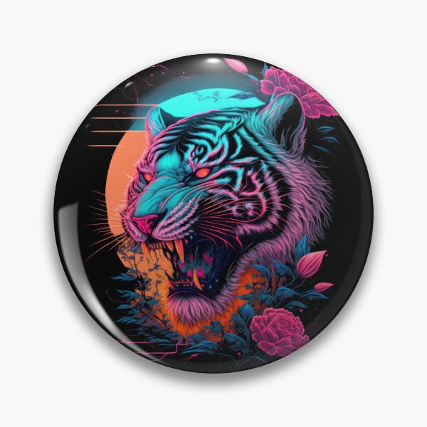Artikelvorschau, Retrowave Synthwave Tiger Head - 1980er Animal Print entworfen und verkauft von Odd World.
