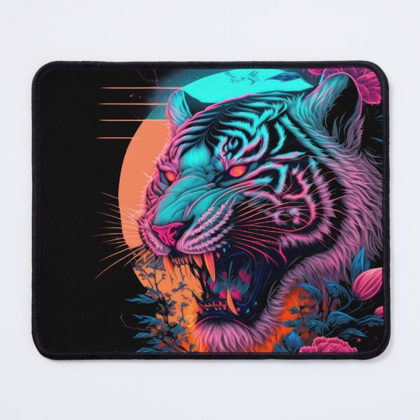 Item preview, Retrowave Synthwave Tiger Head - 1980's Animal Print designed and sold by Odd World.