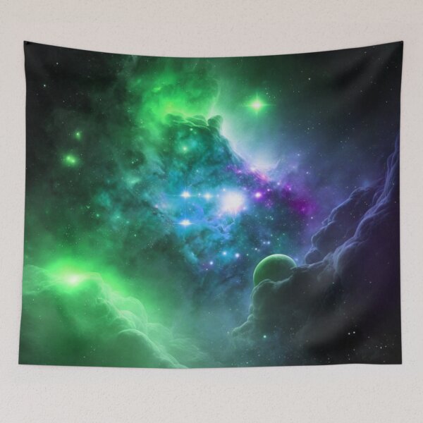 Item preview, Green and Blue Stars in Space designed and sold by Healio2.