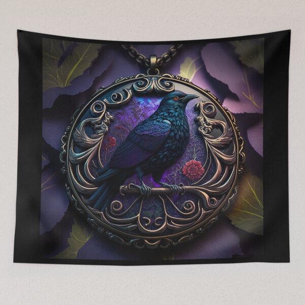 Item preview, The Raven Amulet II - Detailed Talisman / Charm / of Mystical Gothic Raven, Jewelry - Very High Resolution - Original Artwork designed and sold by CloudofKnowing.