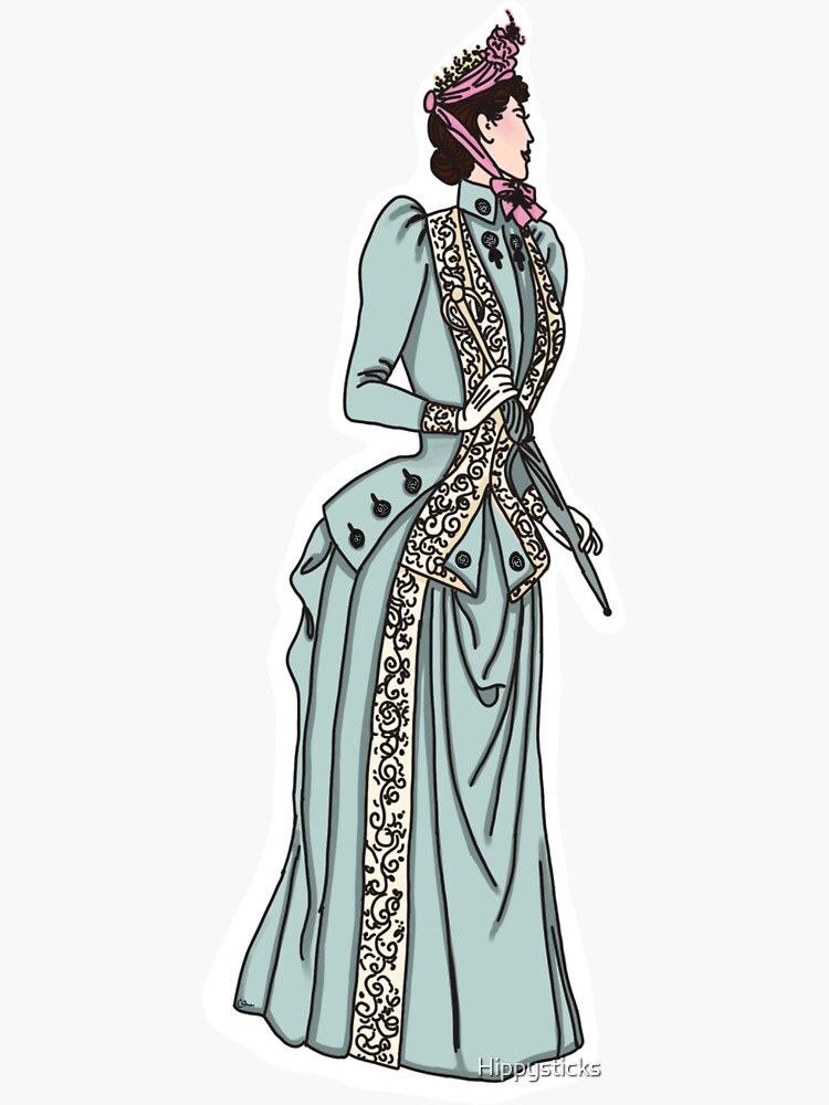 "Bustle Period Fashion Plate, 1970’s" Sticker for Sale by Hippysticks