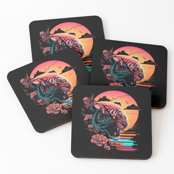 Item preview, Tiger Head Retrowave Synthwave - 1980's Animal Print designed and sold by Odd World.