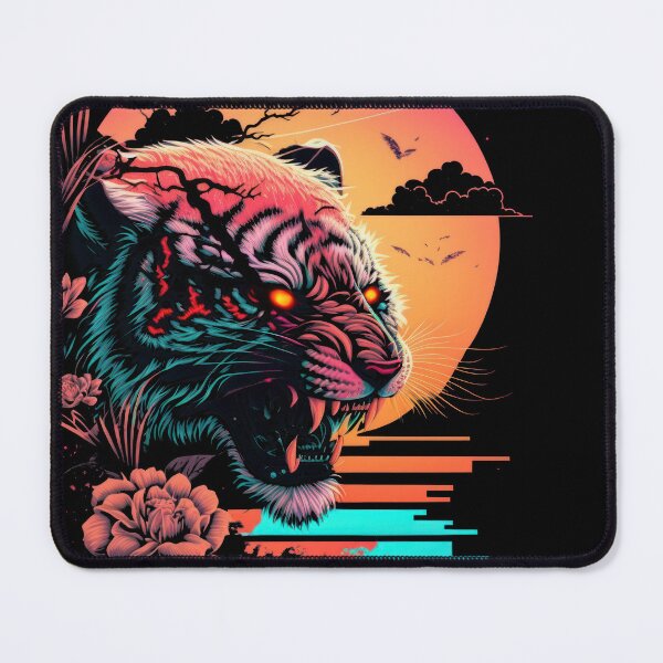Item preview, Tiger Head Retrowave Synthwave - 1980's Animal Print designed and sold by Odd World.