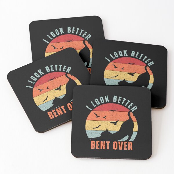 Item preview, I Look Better Bent Over Funny Vintage Cat Stretching Retro Sunset designed and sold by CandyDroidMerch.
