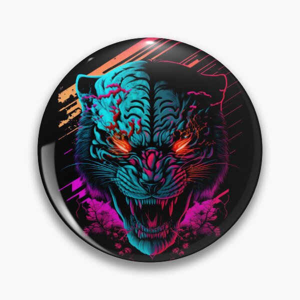 Artikelvorschau, Retrowave Synthwave Tiger Head - 1980er Animal Print entworfen und verkauft von Odd World.