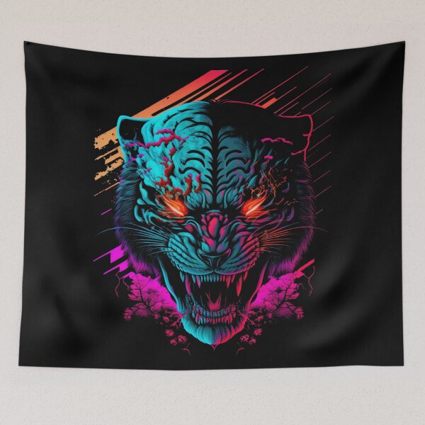 Item preview, Retrowave Synthwave Tiger Head - 1980's Animal Print designed and sold by Odd World.