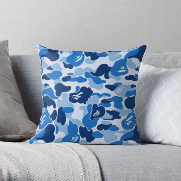 blue camouflage design Throw Pillow