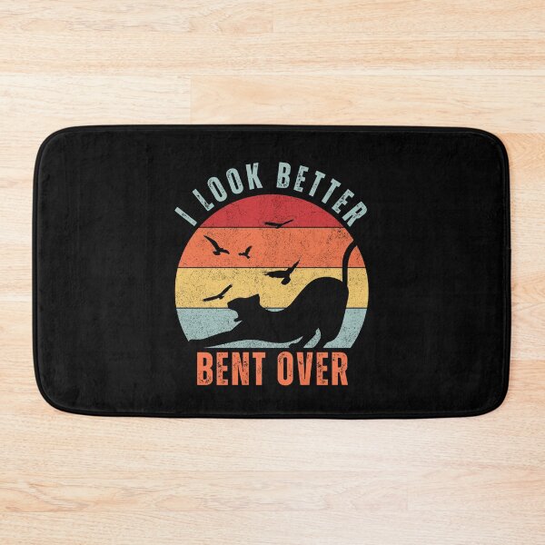 Item preview, I Look Better Bent Over Funny Vintage Cat Stretching Retro Sunset designed and sold by CandyDroidMerch.