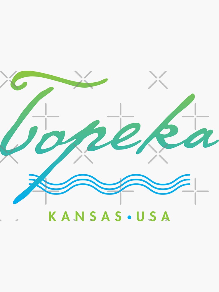 "Topeka Kansas Typographic River Design" Sticker for Sale by