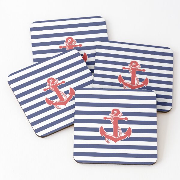 Item preview, Nautical Stripes and Anchor Blue and Red designed and sold by tonymagnerart.