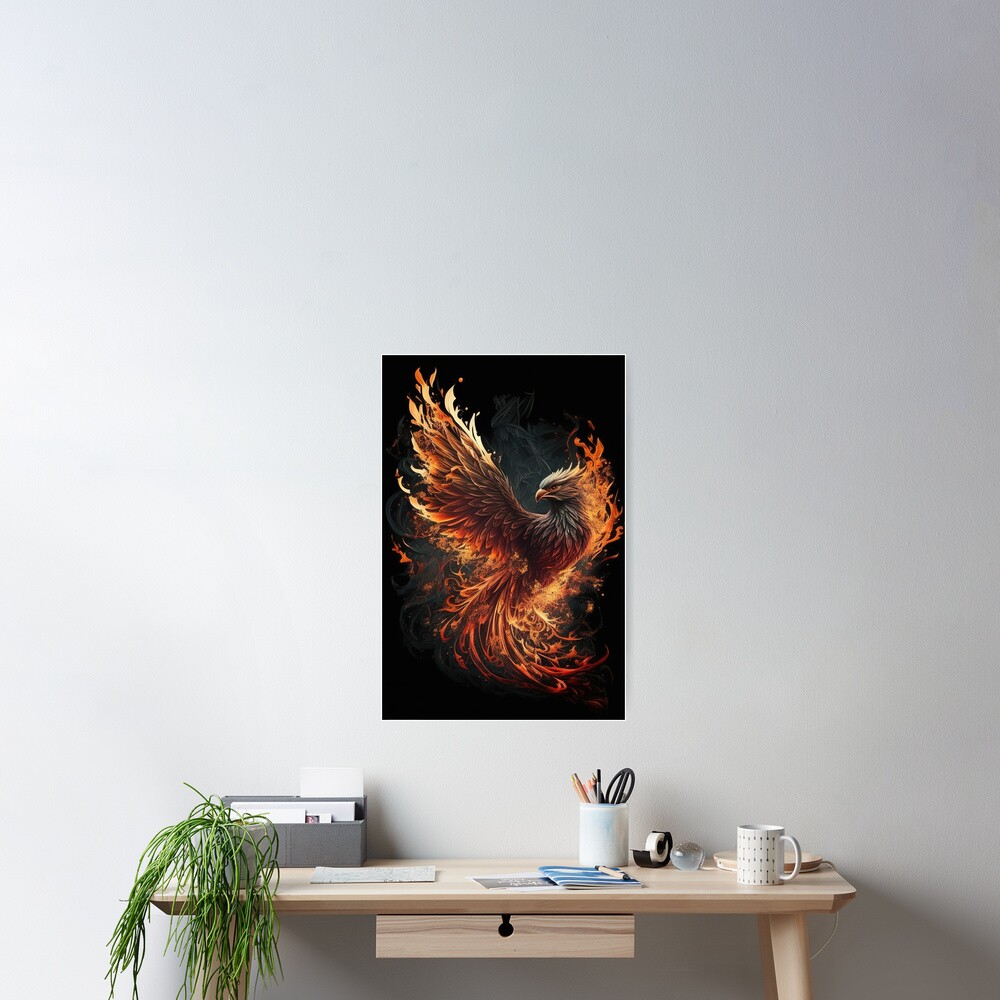 Fiery Phoenix Rising Illustration Poster For Sale By Zomgwtfbekjam