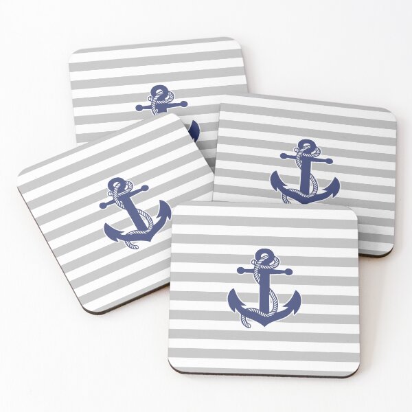 Item preview, Nautical Stripes and Anchor Blue and Gray designed and sold by tonymagnerart.