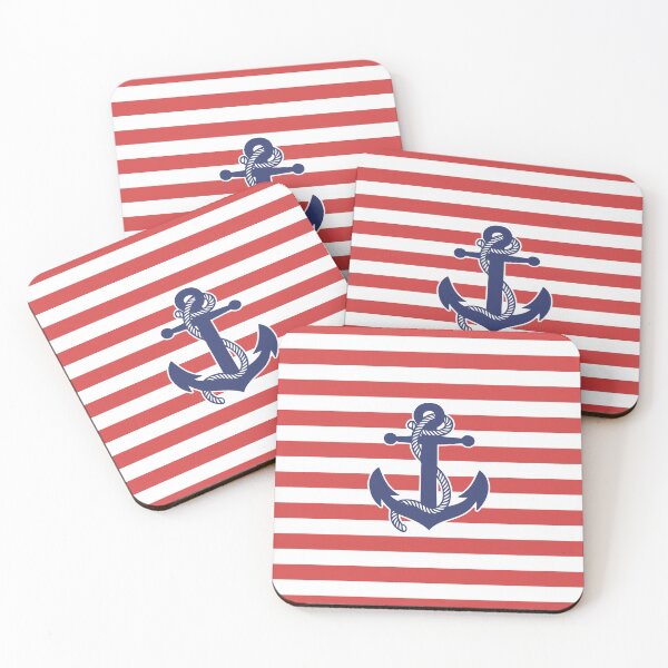 Item preview, Nautical Stripes and Anchor Blue and Red designed and sold by tonymagnerart.
