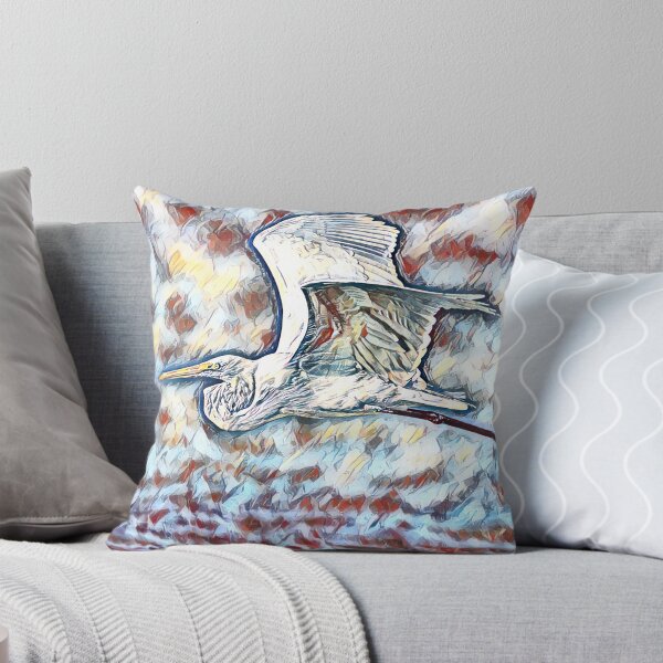 Item preview, White stork bird flying colorful painting designed and sold by UnlockingDesign.