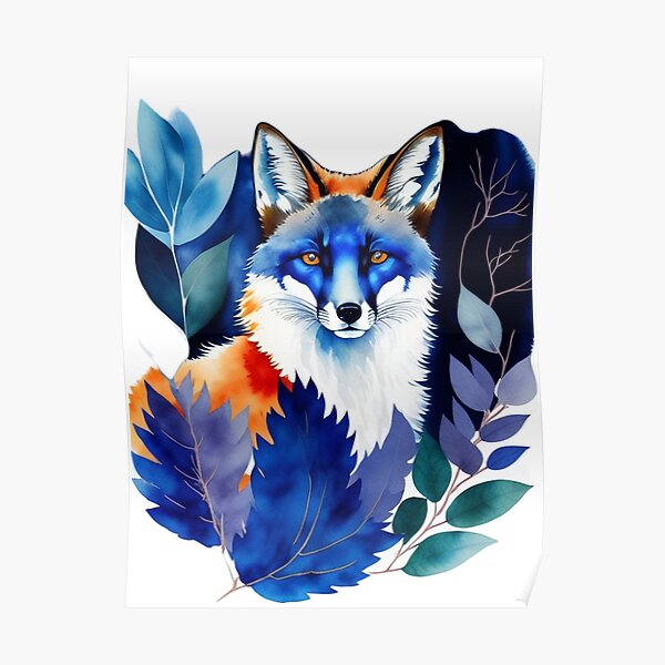 Fox and Floral Harmony Poster