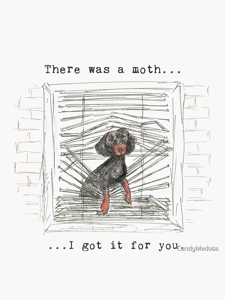 Thumbnail 3 of 3, Sticker, I got it for you. Sausage dog catching a moth illustration. designed and sold by CandyMedusa.