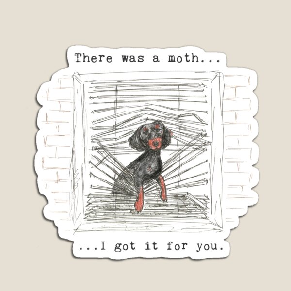 I got it for you. Sausage dog catching a moth illustration. Magnet