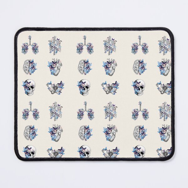 Item preview, Anatomy collection, Blue butterflies with Human anatomy, parts of human anatomy, heart, brain, lungs, rib cage, pelvis, skull designed and sold by Collagedream.