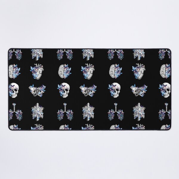 Item preview, Anatomy collection, Blue butterflies with Human anatomy, parts of human anatomy, heart, brain, lungs, rib cage, pelvis, skull designed and sold by Collagedream.