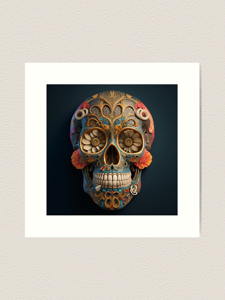 Day of the Dead Fine Art Print Vibrant Sugar Skull Illustration I Art  Print for Sale by thearttist