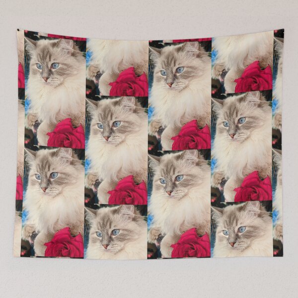 Item preview, Romantic ragdoll cat with roses designed and sold by Fluffycat2020.