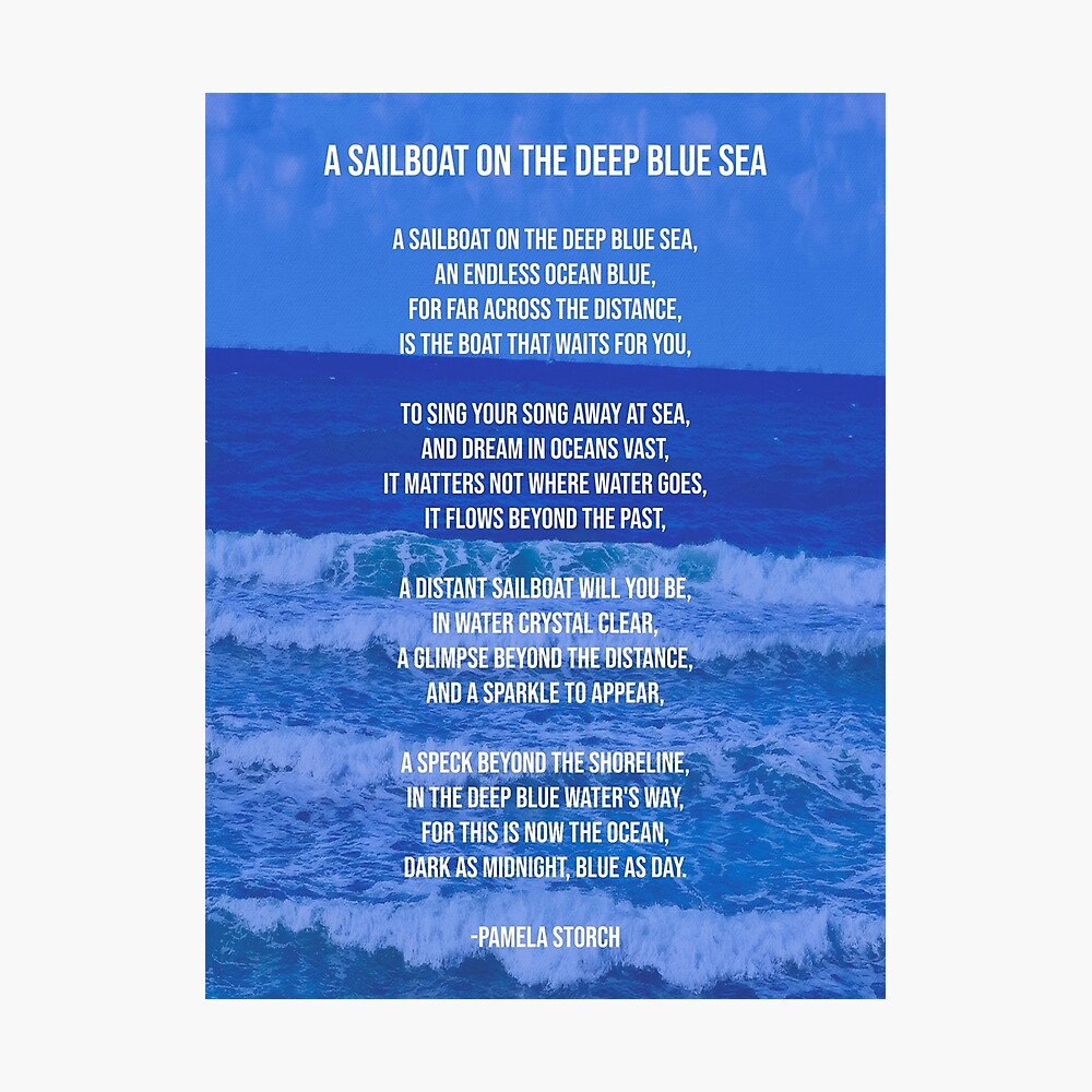 A Sailboat on the Deep Blue Sea Poem Art Board Print