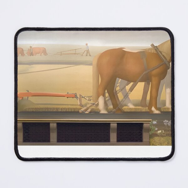 Item preview, Grant Wood A short break from work in the pasture. Triptych, Central panel designed and sold by TeeARTHY.