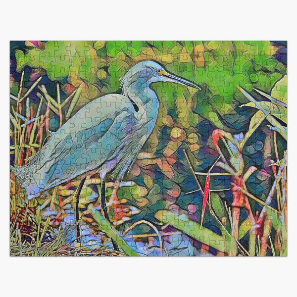 Artist Studio Created Blue Glass Heron On Pond Organic Shape Japanese outlets Style Ikeb