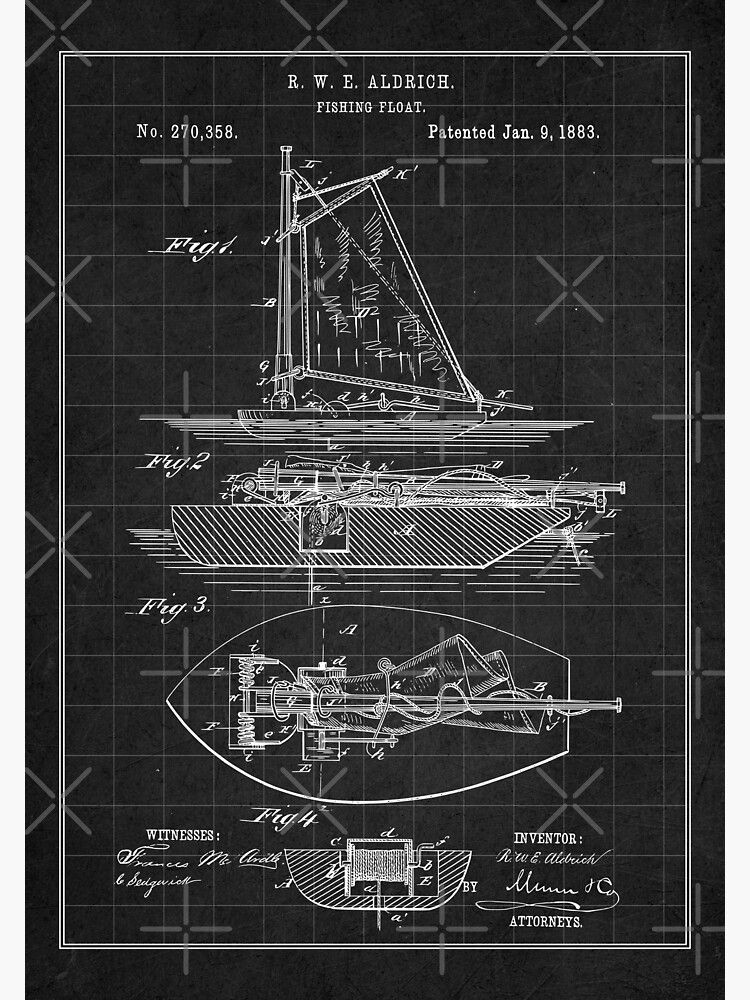 1883 vintage Fishing float Patent art drawing-fishing lover-fisherman gift  Sticker for Sale by ismdesigner