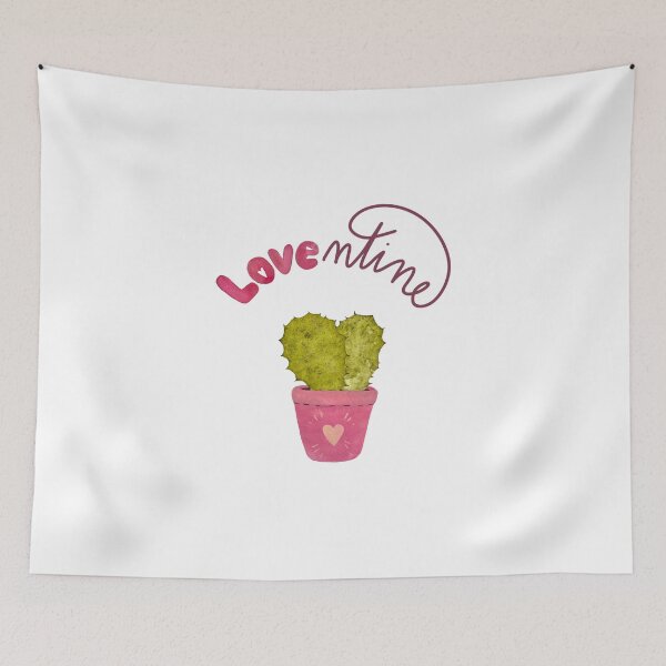 Artikelvorschau, Card love text cactus pink watercolor illustration entworfen und verkauft von Yana Mustafina | Boho Soulful Designs.
