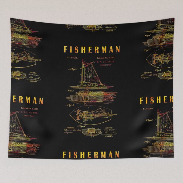 Item preview, 1883 vintage Fishing float  Patent colorful art drawing-fishing lover-fisherman gift designed and sold by ismdesigner.