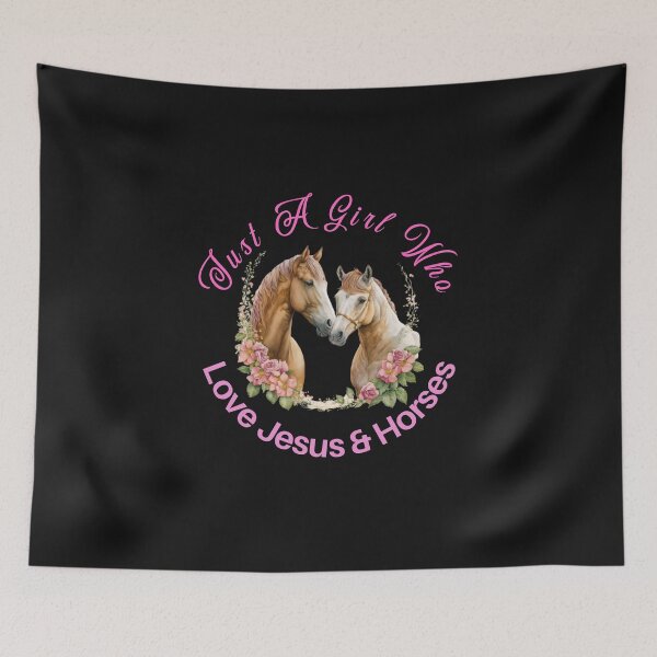 Item preview, Just A Girl Who Loves Jesus And Horses -Pink Circle Horse And Jesus Quote designed and sold by elisarasada.