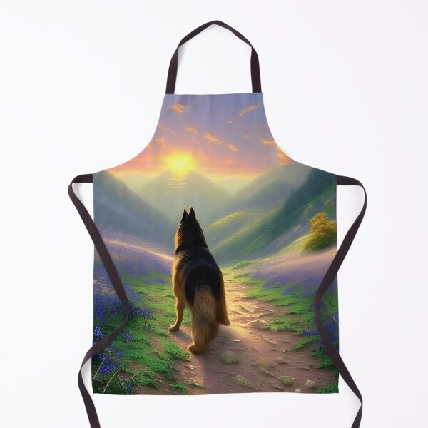 Item preview, A stunning scenary with German Shepherd stood in mountains. Flowers and Dogs and mountains. designed and sold by Doggymadness.