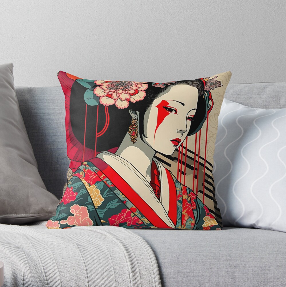 Japanese geisha as digital art print - digital AI art Poster by BINYA-SHOP