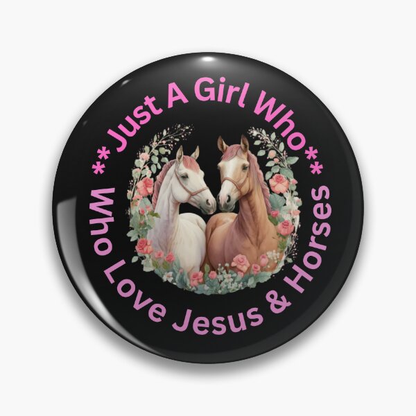 Item preview, Just A Girl Who Loves Jesus And Horses - Pink Circle Quote Jesus And 2 Horses  designed and sold by elisarasada.