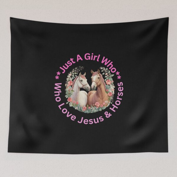 Item preview, Just A Girl Who Loves Jesus And Horses - Pink Circle Quote Jesus And 2 Horses  designed and sold by elisarasada.
