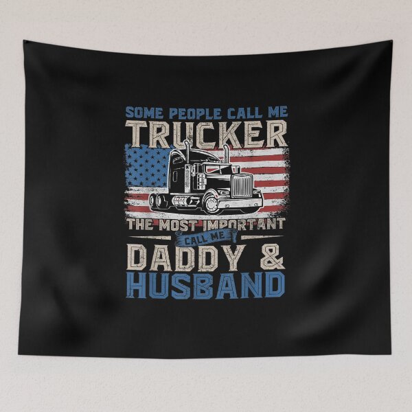 Item preview, Semi Truck Driver, Trucker Daddy, Husband, US American Flag designed and sold by Larcossee ⭐⭐⭐⭐⭐.