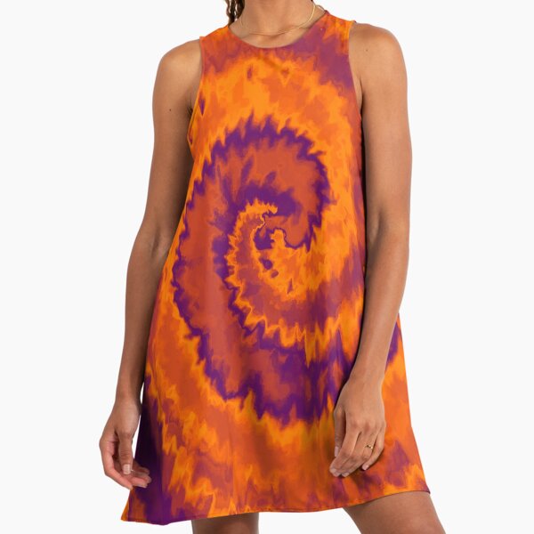 fitted lace wedding dress Orange Purple Print Flare Sleeve Dress – Eleven 26 Boutique main image 1