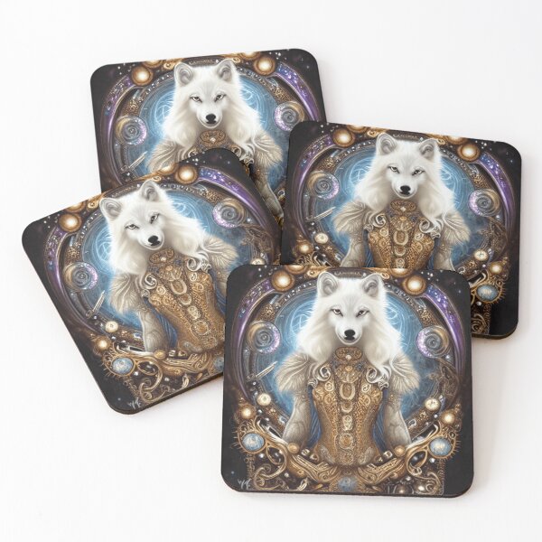 Item preview, Whimsical steampunk charming white wolf designed and sold by Trace1234.