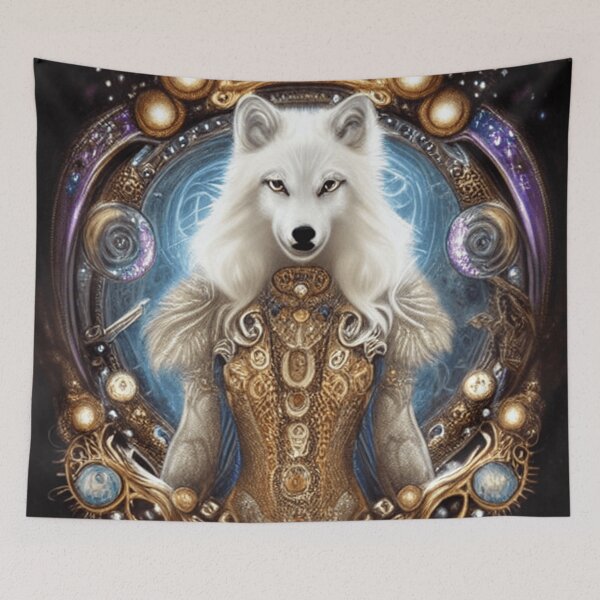 Item preview, Whimsical steampunk charming white wolf designed and sold by Trace1234.
