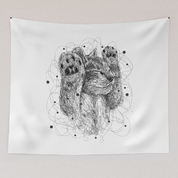 Item preview, Cat drawing with scribble art style designed and sold by KondeHipe.
