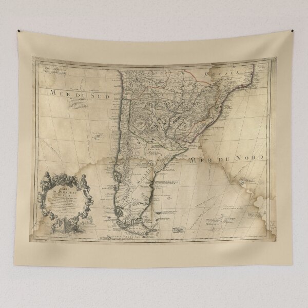 Item preview, Map of Paraguay & Chili, South America (1718) designed and sold by allhistory.