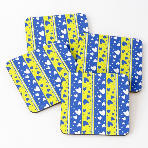 Item preview, Hearts on a blue and yellow background designed and sold by Olha Volokhova.