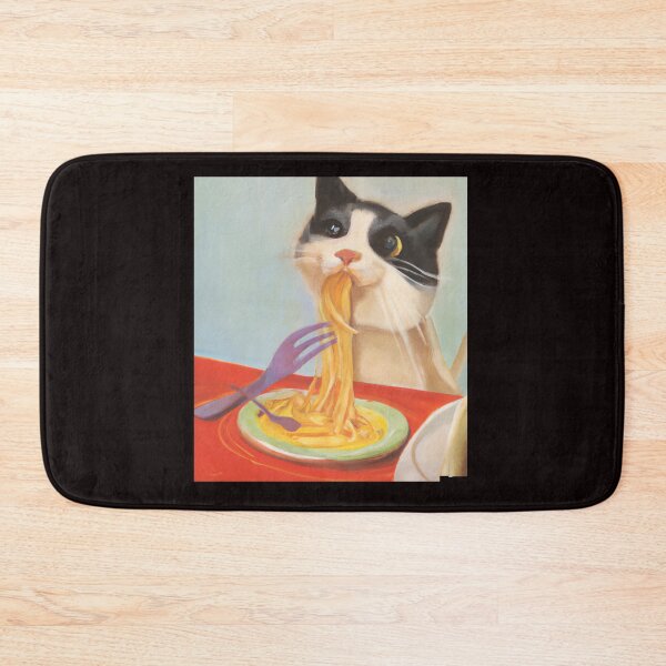 Aperçu de l'œuvre Chat mignon mangeant des spaghettis  créée et vendue par Angelle55.