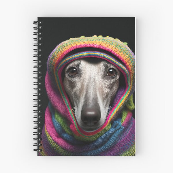 Item preview, Whippet wearing knitted rainbow hood  designed and sold by RK - Shop.
