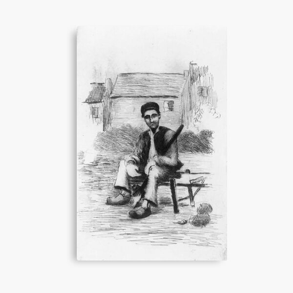 " Print from Vintage Sketch of Worker" Canvas Print for Sale by